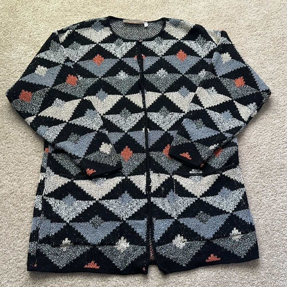 Vintage French Rags Knit Sweater Metallic Made in USA Retro 80s Southwestern 2